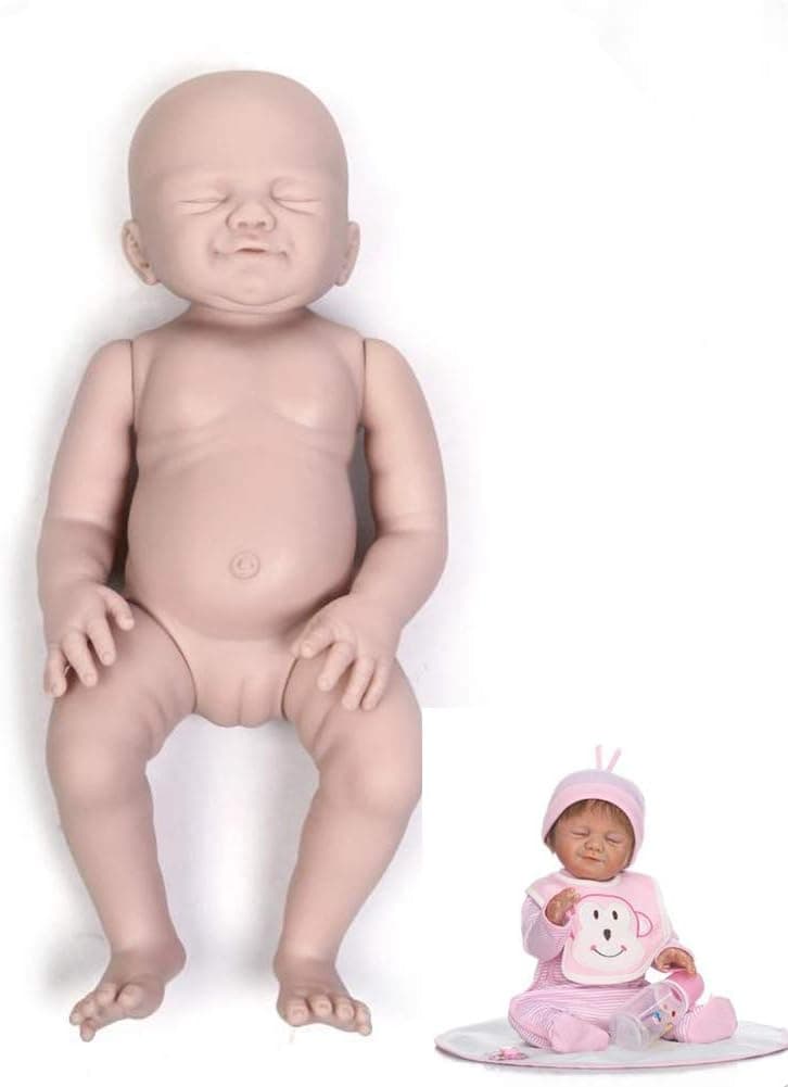 DIY Realistic Full Body Silicone Reborn Doll Kits Sleeping Girl Unpainted 20inch Handmade Mold Sets(Head, Legs, Arms and Full Silicone Body ,Closed Eyes Beginners Painted