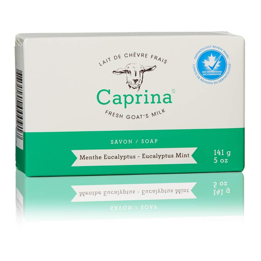 Caprina by Canus Fresh Goat’s Milk Soap Bar, Eucalyptus Mint, 5 oz, Cleanses Without Drying, Biodegradable Soap, Moisturizing, Vitamin A, B2, B3, and More
