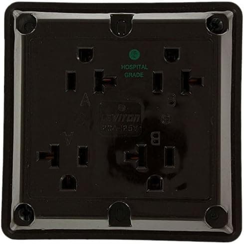 Leviton 21254-H 20 Amp, 125 Volt, Industrial Series Extra Heavy Duty Hospital Grade, 4-In-1 Receptacle, Straight Blade, Grounding, Brown
