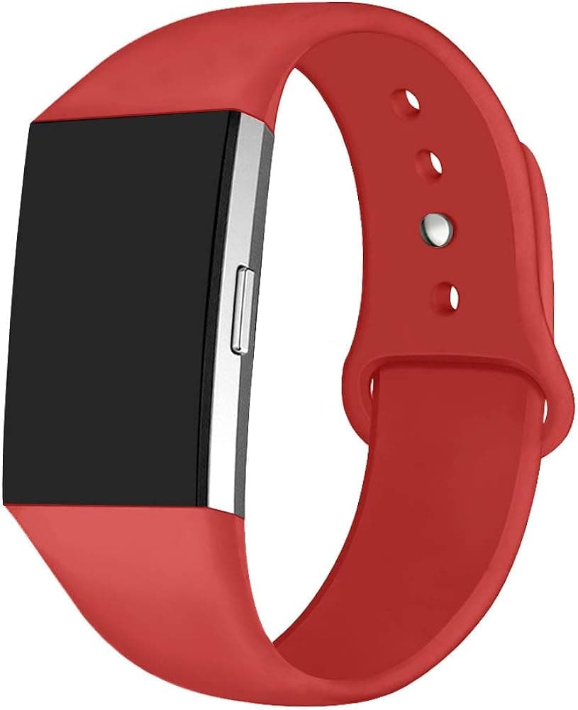 GHIJKL Sports Band Compatible Fitbit Charge 2, Soft Silicone Replacement Wristband for Fitbit Charge 2, Women Men, Large, Red