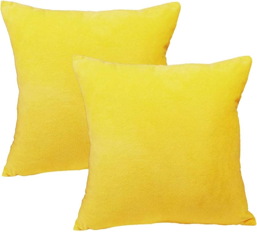 sykting Decorative Pillow Covers Solid Super Soft Short Plush Fuzzy Throw Pillow Covers for Bed Couch Chair Pack of 2 Square 16x16 inch Yellow