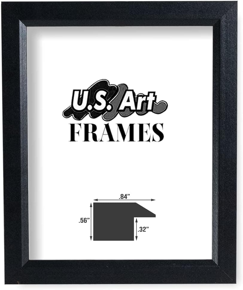 US Art Frames 11x14 Black Solid Wood .84 inch (Poplar) Picture/Poster Frame - Single