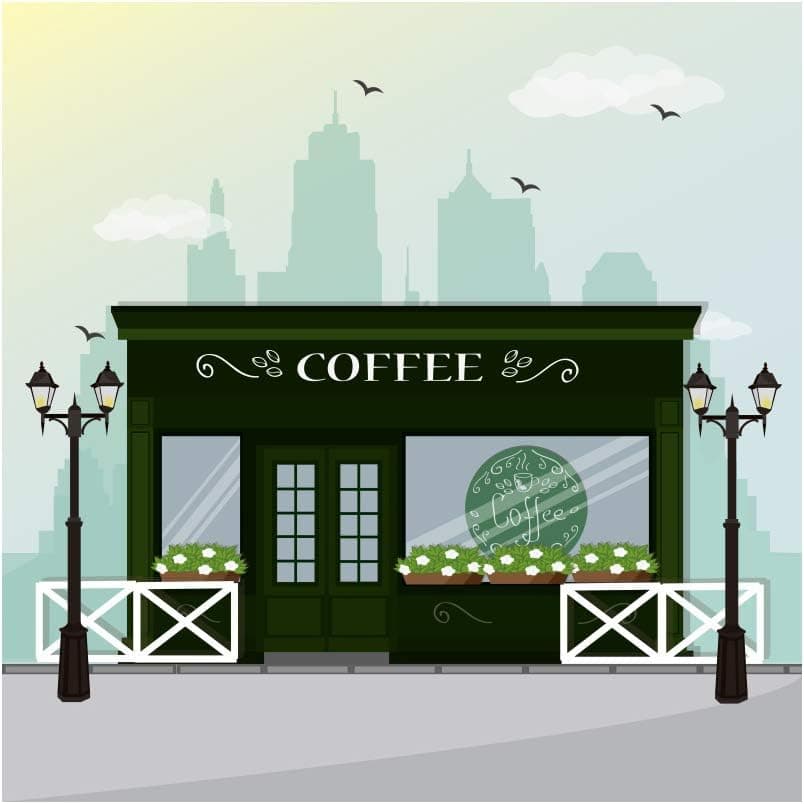 CSFOTO 6x6ft Cartoon Coffee Shop Backdrop for Party Birthday Backdrop for Kids Birthday Party Photography Background Coffee Backdrop Baby Shower Backdrop Theme Party Supplies