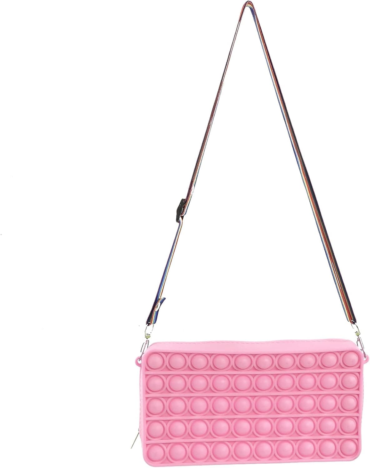 Luckinbaby Pop Fidget Toys It Crossbody Purse Bags for Women Girls, Push Bubble Fidget Sensory Toys Crossbody Handbag Shoulder Silicone Bag Stress Release Toys Small Purse(Cross Body Handbags-Pink)