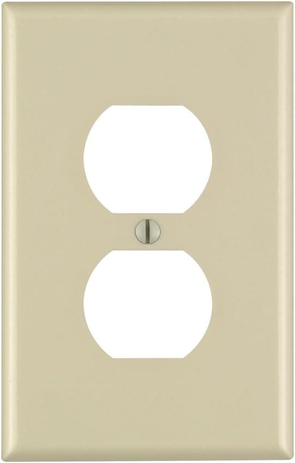 Leviton 80503-I 1-Gang Duplex Device Receptacle Wallplate, Midway Size, Thermoset, Device Mount, Ivory