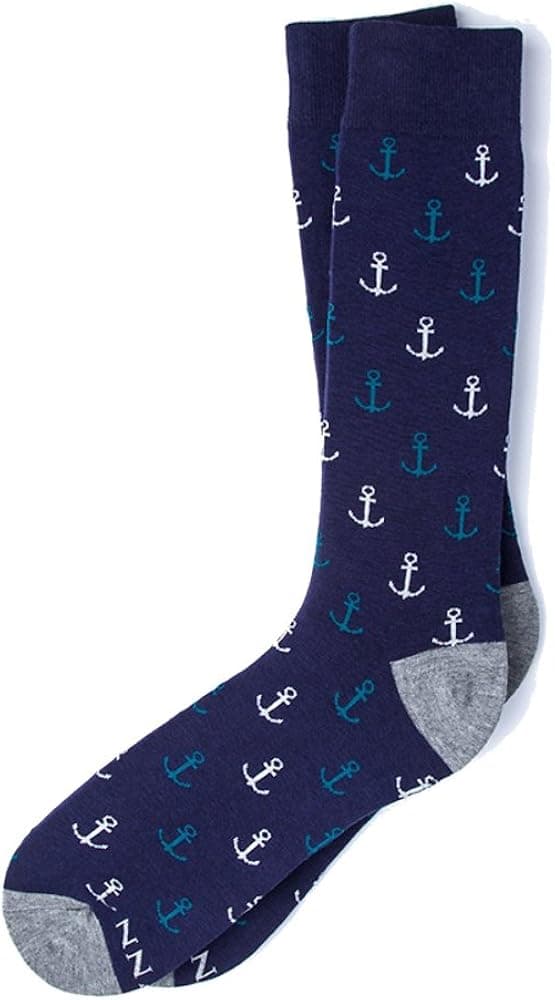 Men's Hipster Designer Nautical Anchors Novelty Crew Dress Socks