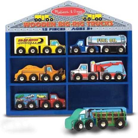 Melissa & Doug Deluxe Wooden Big Rig Trucks Set