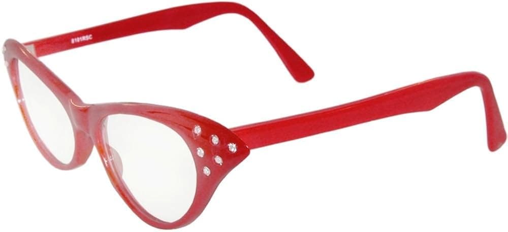 Old School Cat Eye Glasses with Rhinestones