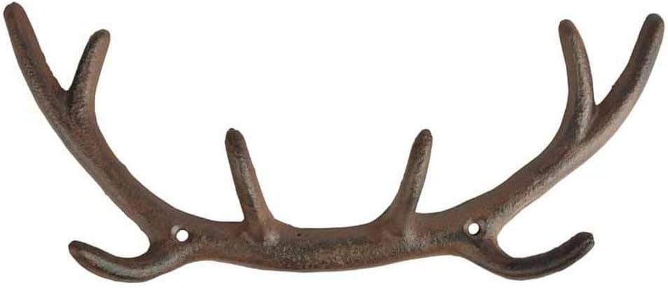 Esschert Design Rustic Cast Iron DB76 Antler Hooks, 4.5" H, Brown