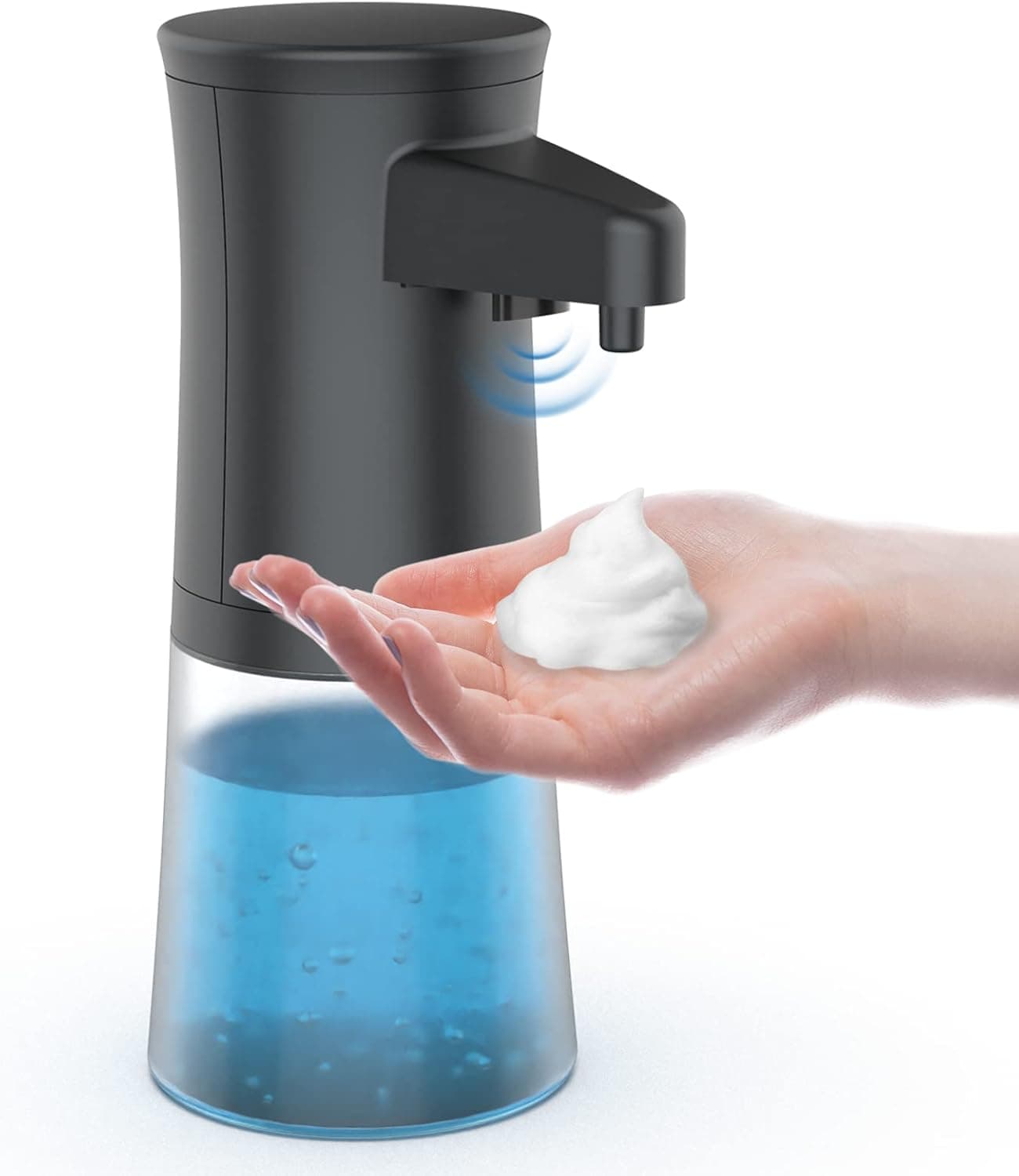 Automatic Foaming Soap Dispenser Touchless, Hands Free Soap Dispenser,Black Foam Soap Dispenser,Motion Sensor Electric No Touch Soap Dispenser for Bathroom,12oz