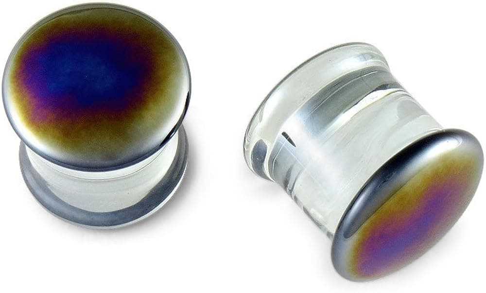 Scrap Metal 23 Pair Black Pearl Glass Plugs 15/16 24mm