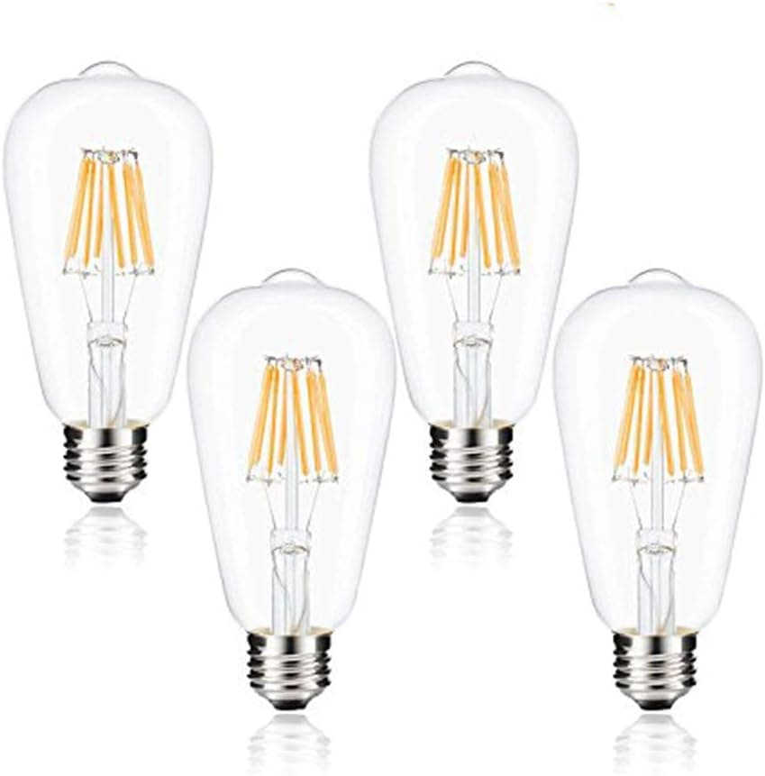 8W ST64 LED Vintage Light, Dimmable E26 Base Edison Led Bulb, 75W Incandescent Bulbs Replacement,2700K Soft White, Vintage Edison LED Bulb Lamps for Restaurant,Coffee Bar,Clothing Shop-4 Pack