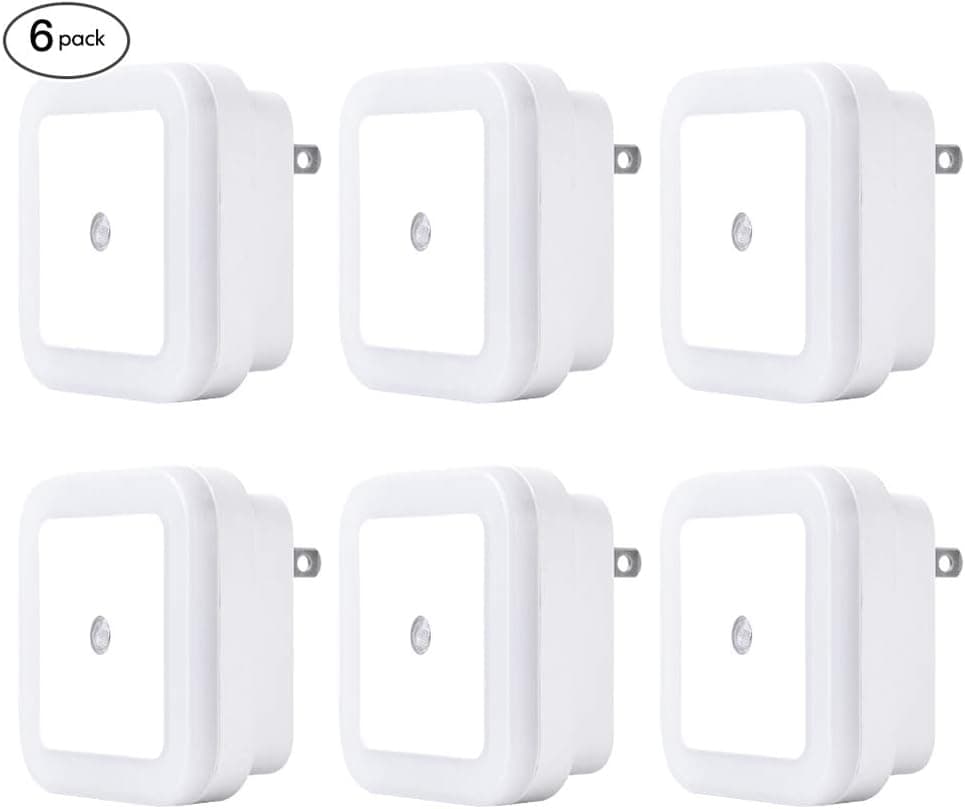OCSEVE Plug-in Night Light with Dusk to Dawn Sensor, Daylight White Automatic On/Off LED Nite Light for Bedroom Bathroom Kitchen Hallway Stairs, 6-Pack