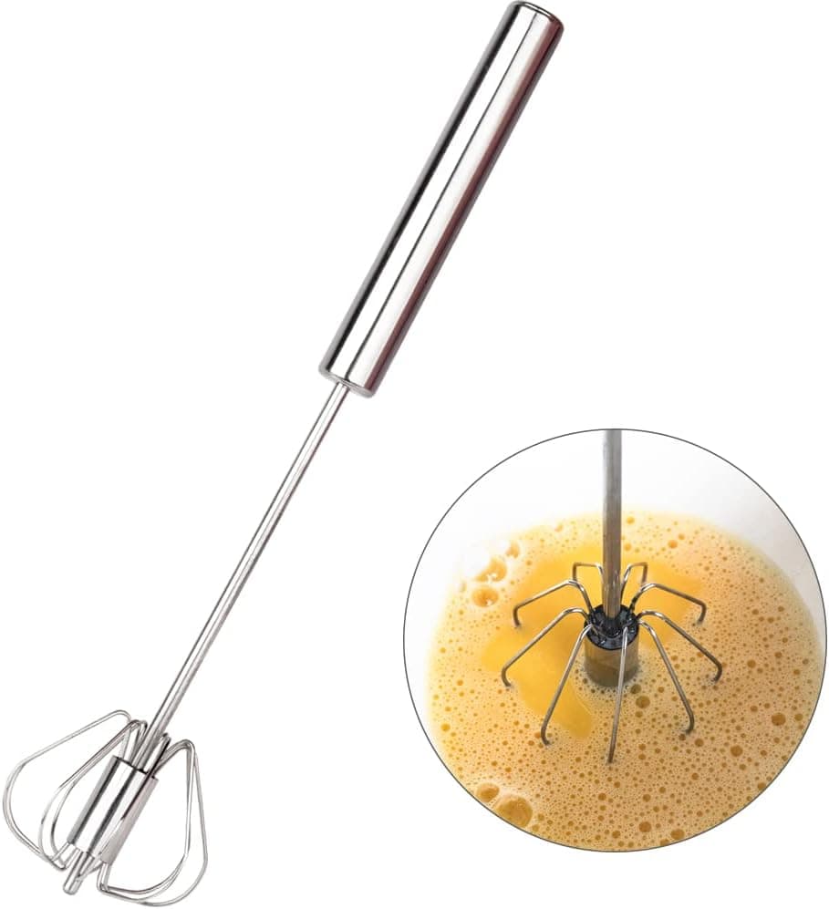 Xpr Semi-automatic Egg Whisks,Stainless Steel Hand Push Rotary Whisk Blender for Blending, Whisking, Beating & Stirring (12 Inch)