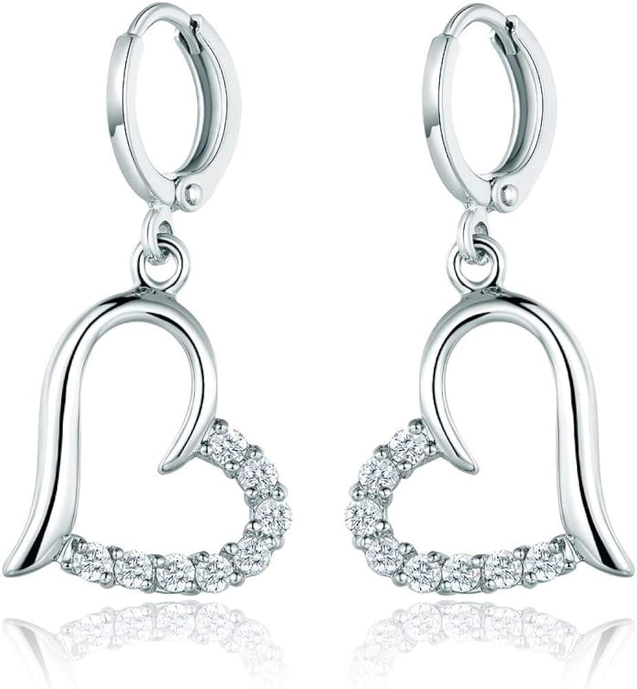 Yves Renaud Open Heart Pave Dangle Drop Earrings with Crystal - Fashion Jewelry for Women