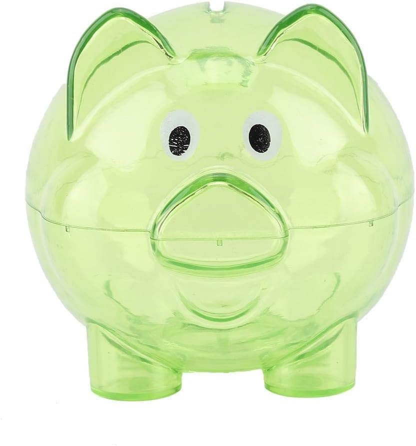Piggy Bank, Transparent Plastic Cute Creative Color Cartoon Pig Pig Bank Coin Money Cash Saving Box Lovely Furniture Ornaments Suitable for Gifts, Pig Banks, Toy Gifts(Green)