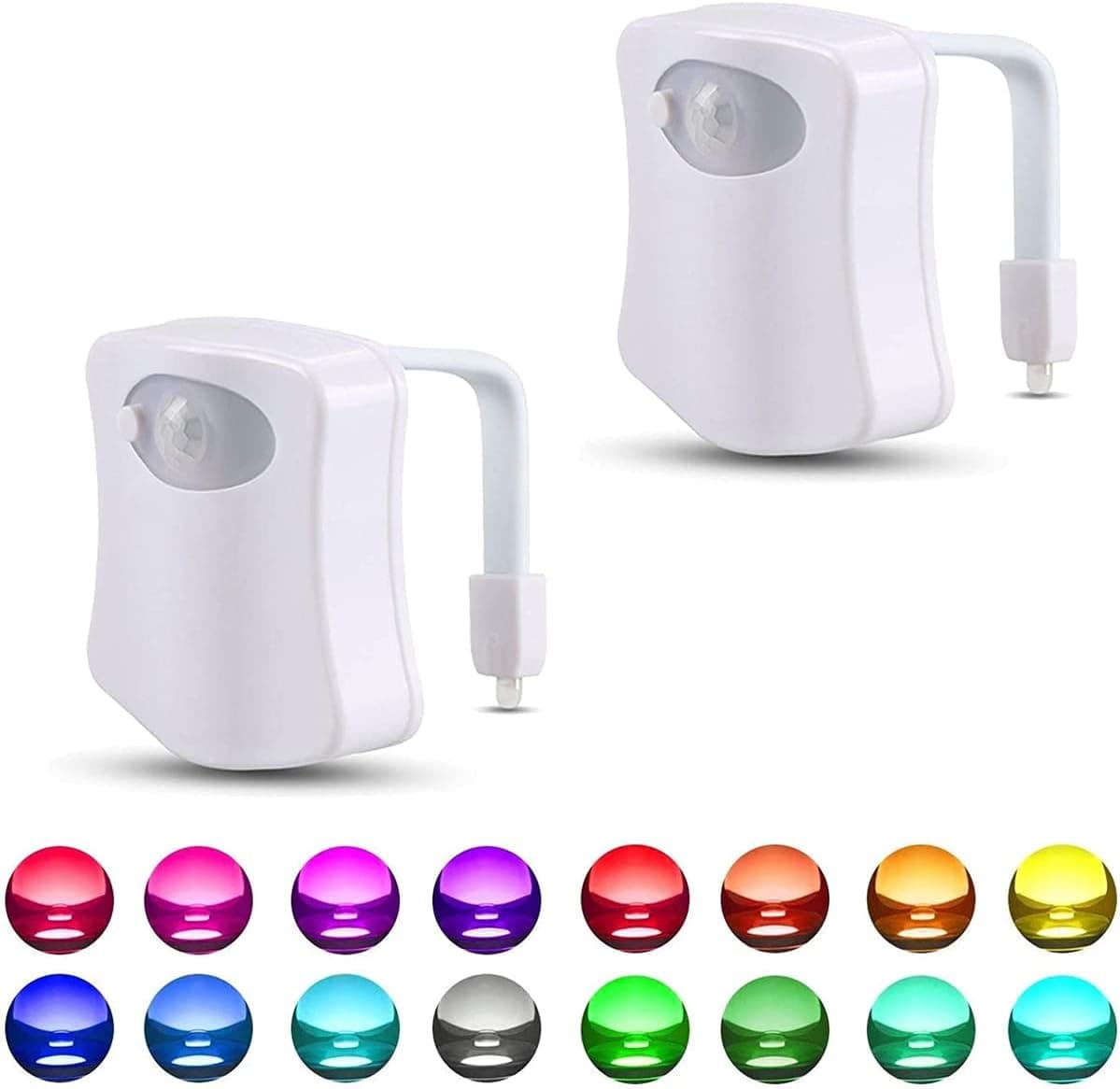 BSASHF 2 Pack Color Changing Toliet Night Light Motion Sensor Led Toilet Motion Activated Led Light Washroom Light UV Slap Activated Butt Lamp Smart Light Commode Night Lamp(16 2)