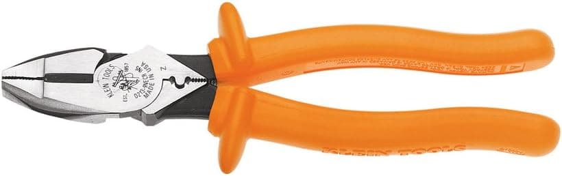 Klein Tools D213-9NE-CR-INS Side Cutting and Crimping Pliers, New England Nose, Insulated, 9-Inch