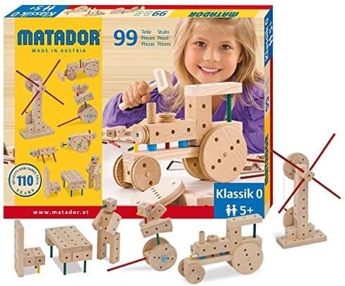KSM Toys Matador Classic 0 - 99 Piece 3-Dimensional Wooden Building Set for Ages 5 + (Made in Austria)