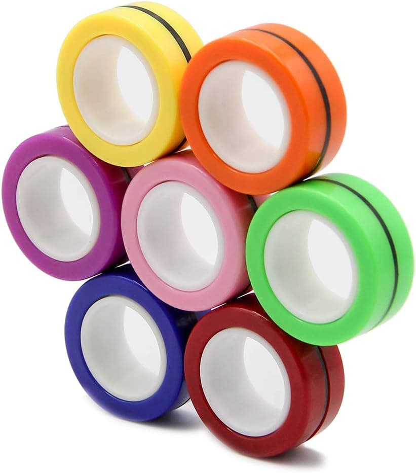 MerryHeart Fingears Magnetic Rings Fidget Toy, Colorful Stress Relief Magic Magnetic Ring, Unzip Finger Game Toy