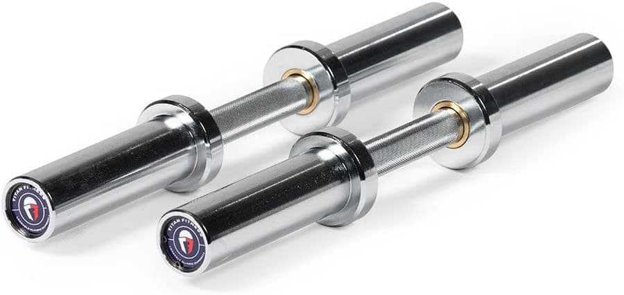 Titan Fitness Pair 20in Loadable Olympic Dumbbell Bars, 400 LB Capacity Each, Knurled Handles for Home Gym Strength Training