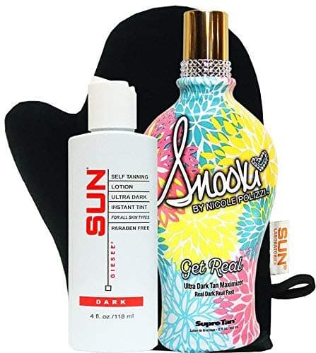 Snooki Get Real Tanning Lotion 12 Oz + Dark Self Tanner Lotion 4 oz + Tanning Mitt