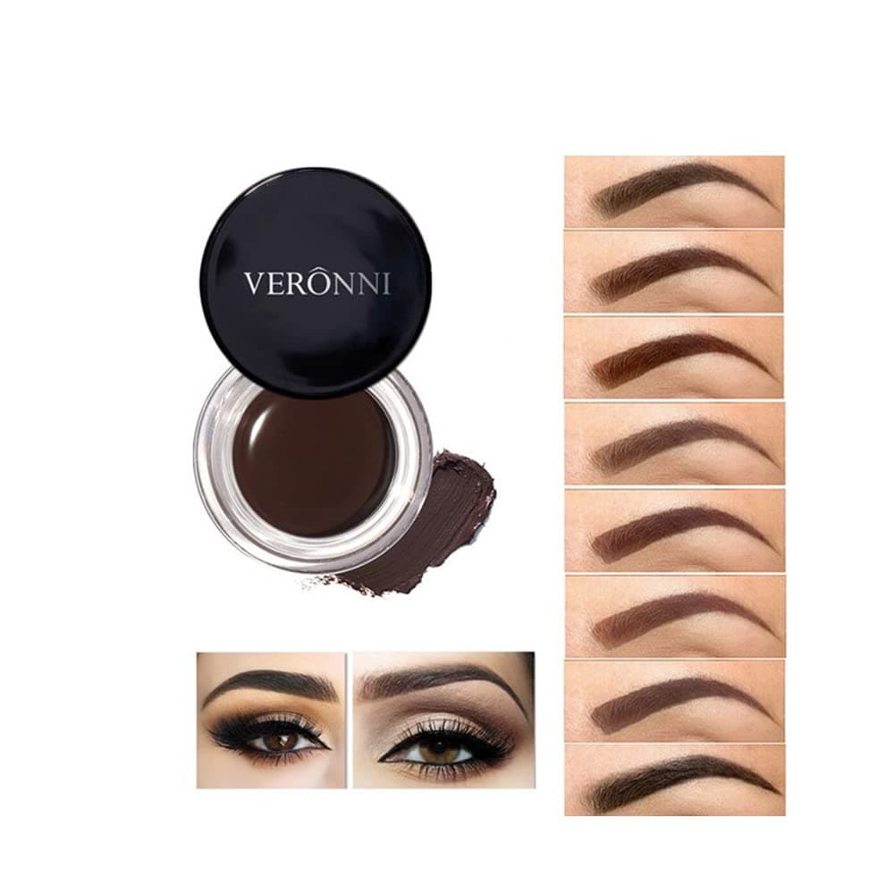 VERONNI Eyebrow Cream,Brow Color Long Lasting Waterproof Eyebrow Pomade Gel,Eyebrows Enhancers Smooth Eye Brow Makeup 0.75oz（#01 Dark Brown)）