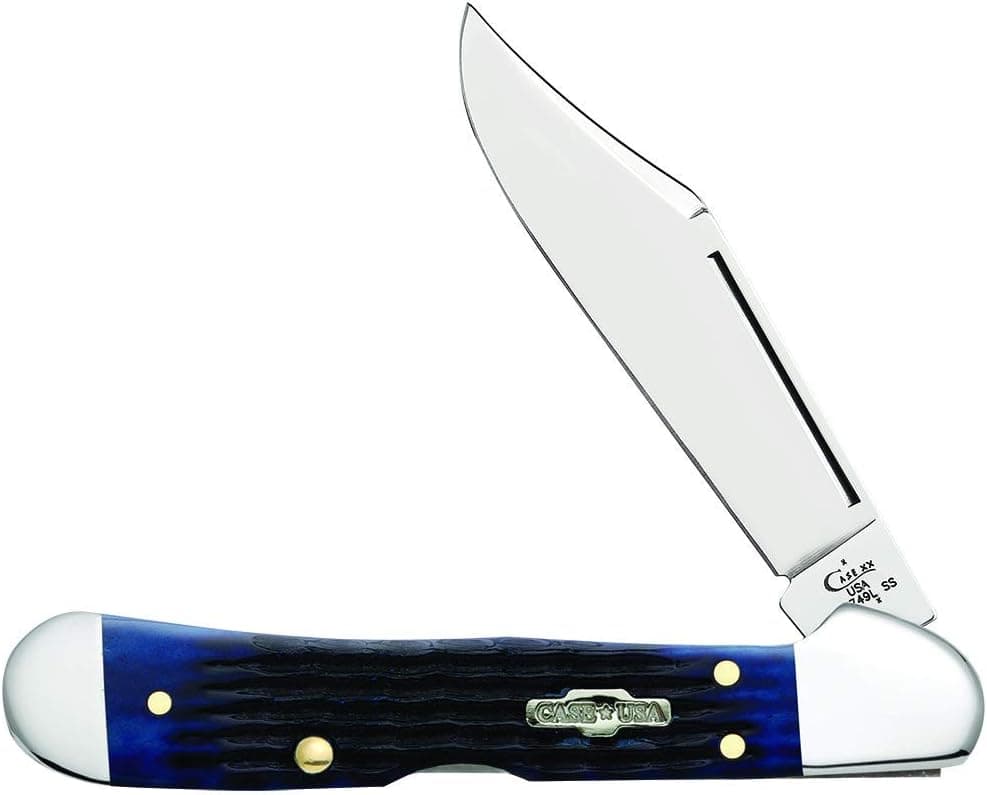 CASE XX WR Pocket Knife Navy Blue Rogers Corn Cob Jigged Bone Mini Copperlock Item #2864 - (61749L SS) - Length Closed: 3 5/8 Inches