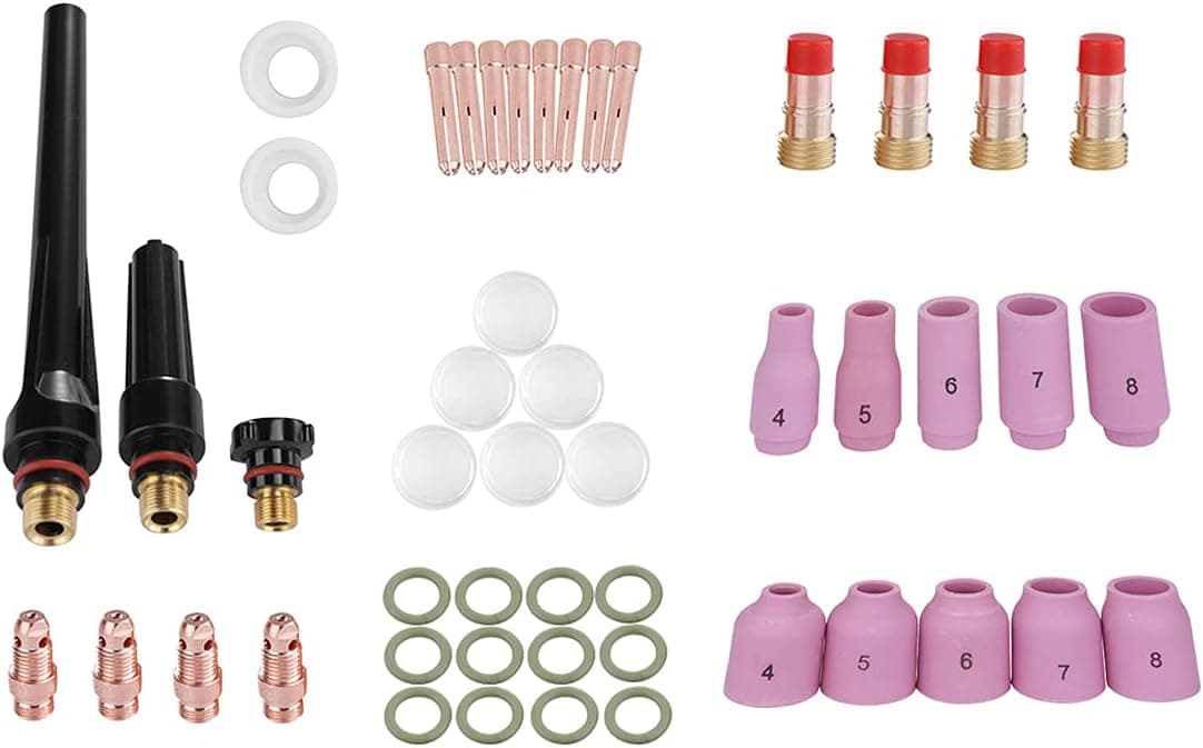 Greatstar 49Pcs TIG Welding Torch Accessories Kit, Tig Kit Gas Lens for Wp #10 Cup Kit for Tig Wp-17/18/26 Torch (49Pcs)