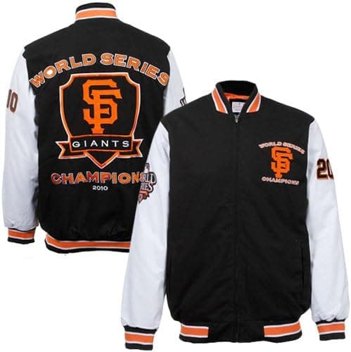 MLB San Francisco Giants 2010 World Series Champs Commemorative Canvas Full Zip Jacket - Black (X-Large)