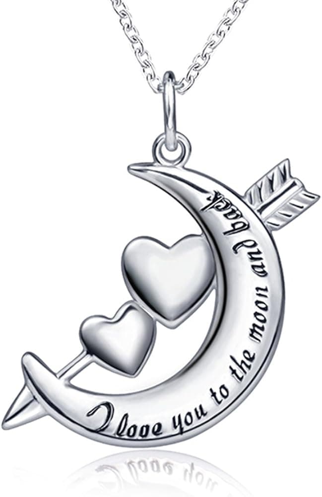 Apotie 925 Sterling Silver Love Heart Angel Cupid's Arrow Jewelry Pendant Necklace Gift for Women