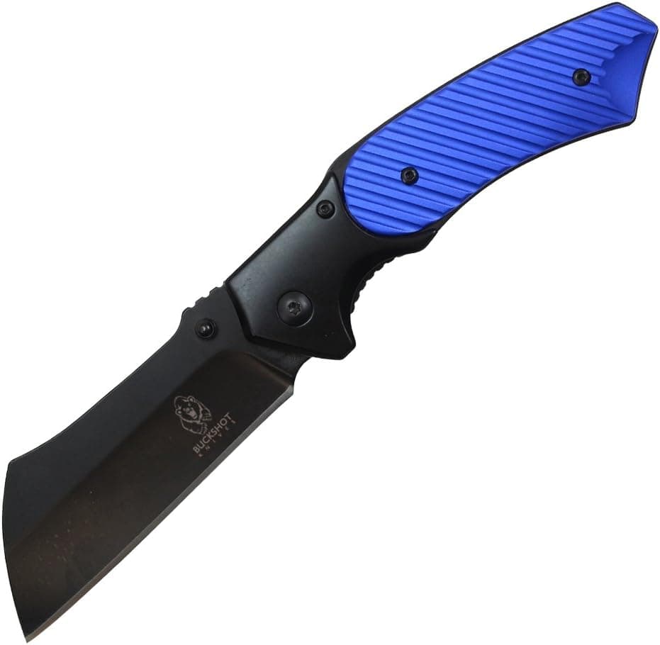 Wartech Buckshot Thumb Open Spring Assisted Stainless Steel Handle with Inlay Classic Razor Pocket Knife (PBK205BL)