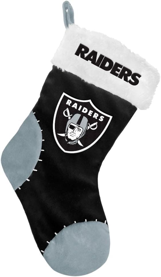 FOCO Oakland Raiders 2017 NFL Basic Logo Plush Christmas Stocking