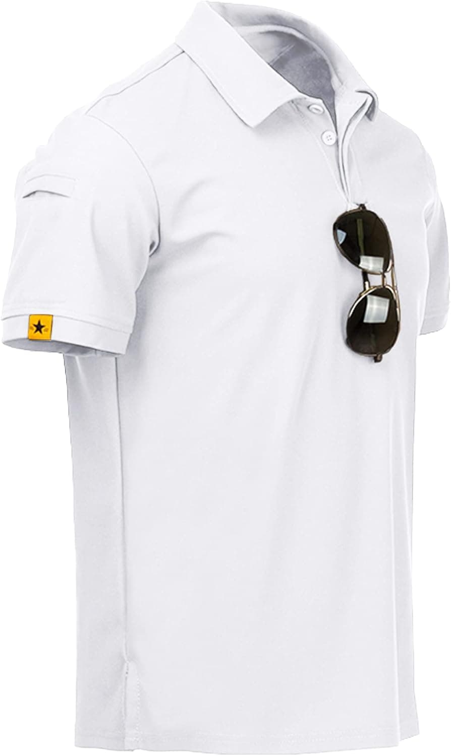 SECOOD Mens Golf Polo Shirt Sport Casual Tennis Short Sleeve T-Shirt 012-White