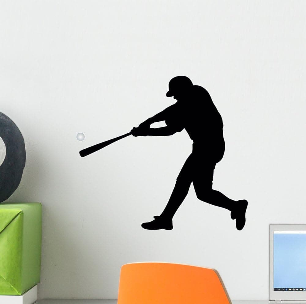 Baseball Silhouette Wall Decal by Wallmonkeys Peel and Stick Graphic (12 in W x 11 in H) WM47004