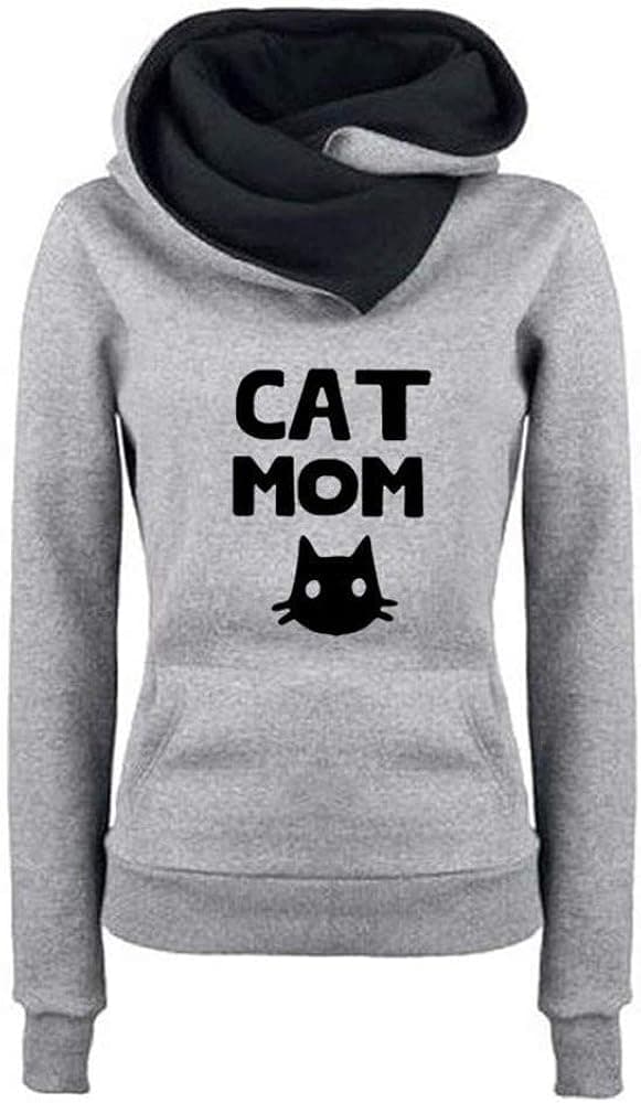 HDGTSA Womens Hooded Sweatshirts Lapel Pullover Long Sleeves Printed Hoodies Tunic Tops