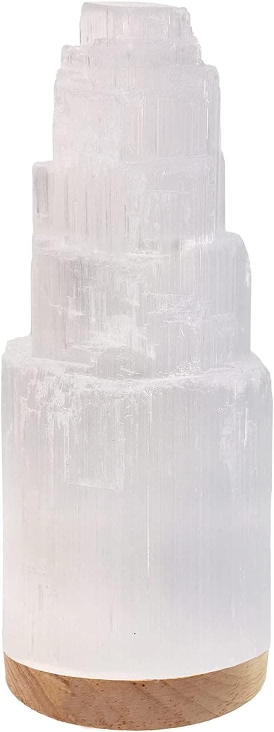 Himalayan Glow WBM Selenite Crystal Lamp 25cm, Charging Station, Crystals and Healing Stones, Hand Curved Moroccan |Witchcraft| Selenite Lamp for Smudging, Healing & Meditation