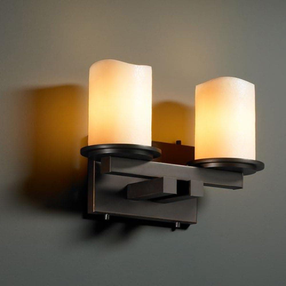 Justice Design CNDL-8772-14-CREM-DBRZ, CandleAria Dakota Reversible Vanity Light, 2LT, 120w, Bronze