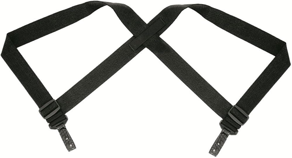 TUFF 2 Attachment Tactical Duty Suspenders (Black Nylon Keepers, 1 1/2 Heavy Duty Elastic)
