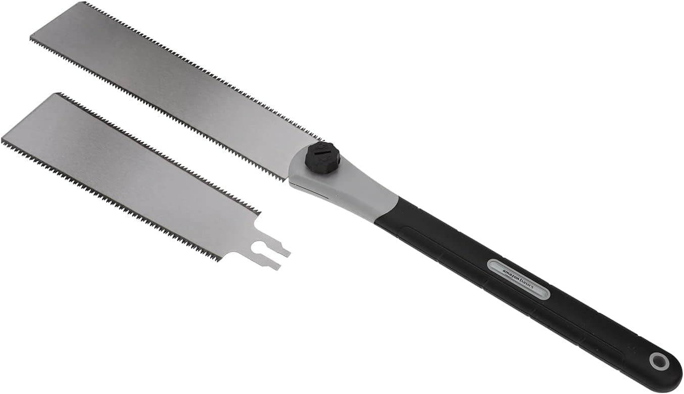 Amazon Basics 2-Piece Pull Hand Saw with Double Edge Blade Cutting For Woodworking - 9.5-inch & 13-inch