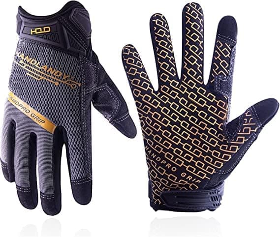 HANDLANDY Work Gloves with Grip for Men & Women, Mechanic Working Gloves Touchscreen, Flexible & Breathable Thin Work Gloves