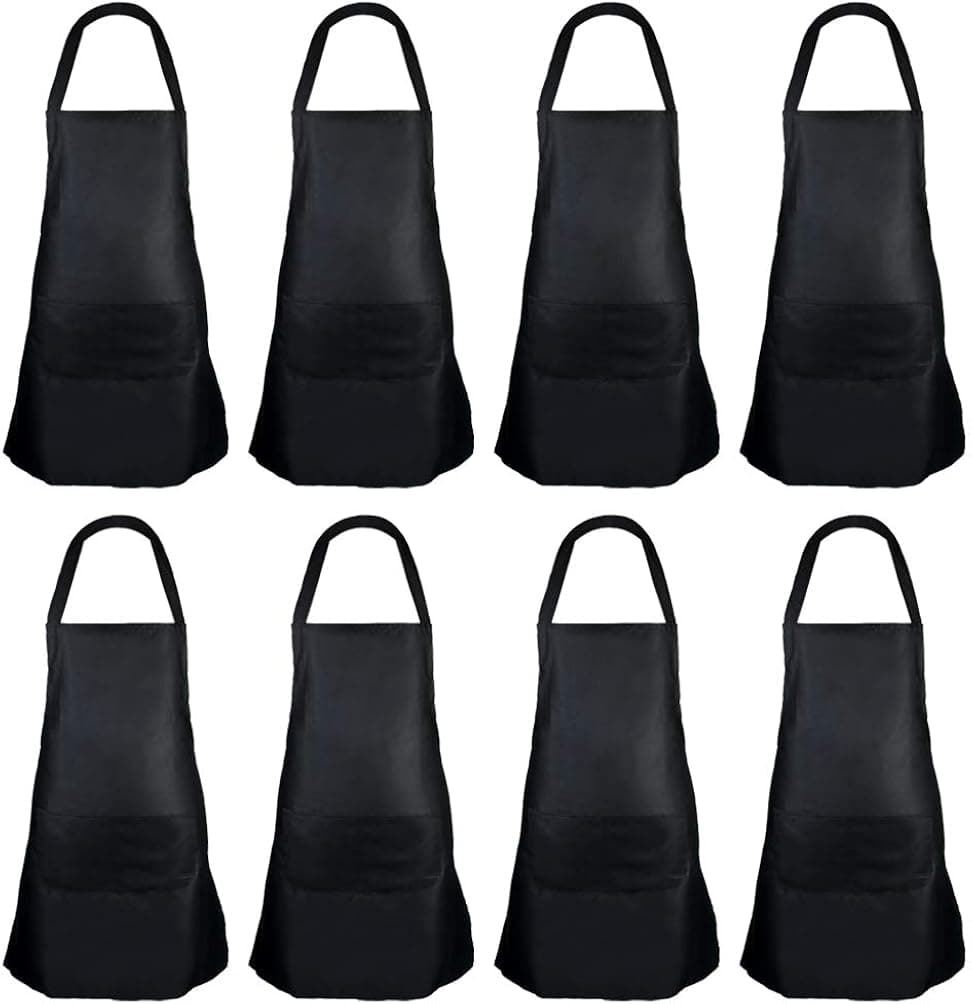 Fengek 8 Pcs Bib Apron for Unisex Colorful Kitchen Apron Bulk with 2 Roomy Pockets for Kitchen BBQ Painting Baking
