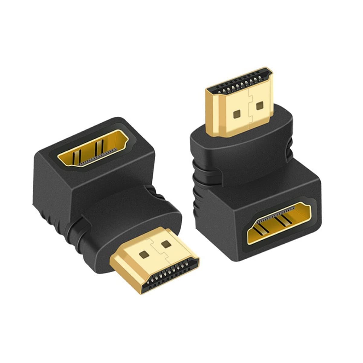 HDMI Male to Female Adapter 2-Pack 4K&3D, HDMI Extender Coupler, 90 and 270 Degree HDMI Coupler Extension Support 3D 4K for TV Roku Fire Stick Chromecast Nintendo Switch Xbox One PS5 PS4 Laptop PC