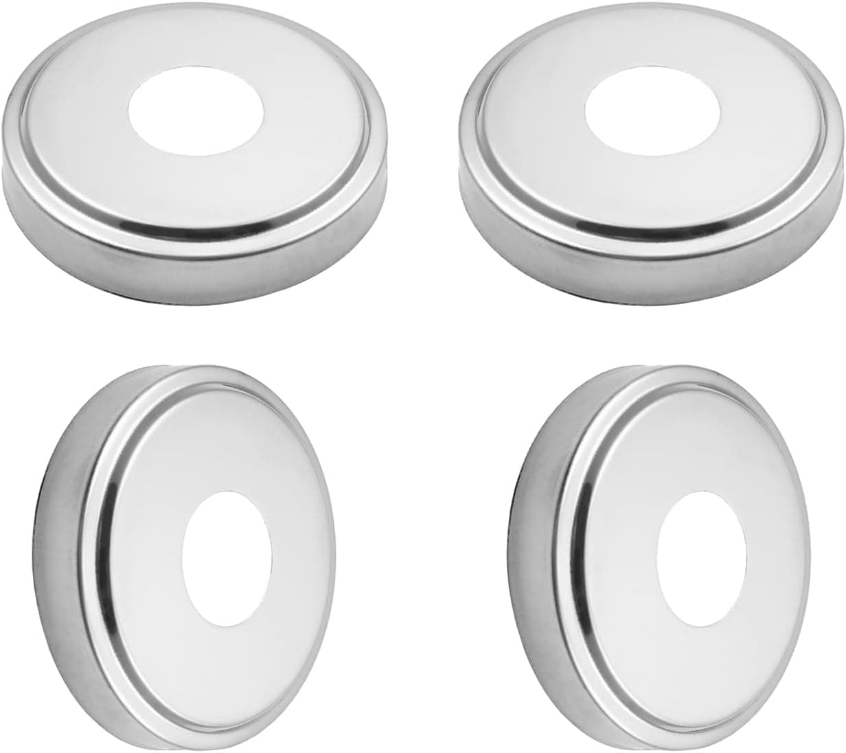 MroMax 4Pcs Escutcheon Plate Cover Fit Pipe Dia 0.75" Stainless Steel Base Pipe Cover Flange Plates 19mm Hand Rail Plate Cover for Tube Ladder Handrail Post Plate Guardrail Silver Tone