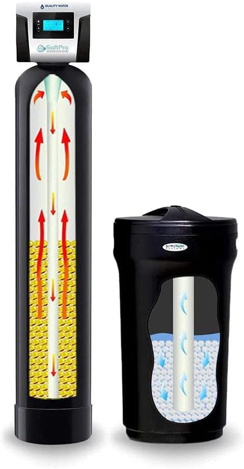 SoftPro Elite Basic High Efficiency 32,000 Grain Water Softener System (whole House) with Large Brine Tank, Bypass Valve, and Protective Tank Jacket.