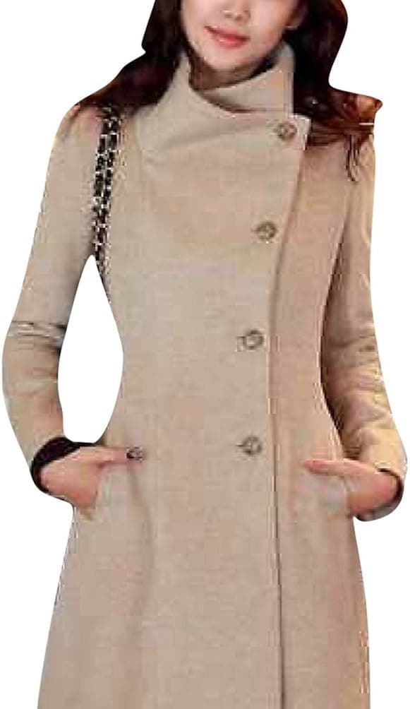 HKJIEVSHOP Version Women's Cashmere Woolen Coat Jacket Warm Winter Long Trench Slim