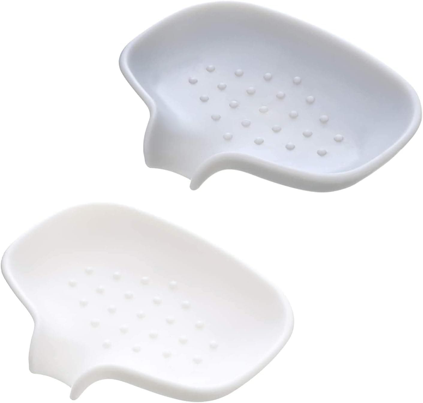 Silicone Soap Dish with Drain, 2 Pcs Bar Soap Holder for Shower/Bathroom, Self Draining Waterfall Soap Tray to Keep Soap Dry Clean