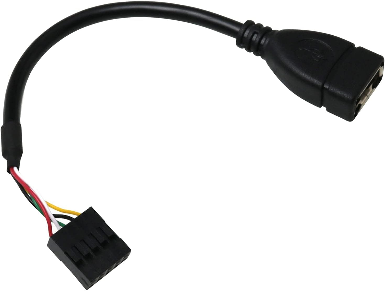 BAIRONG 10cm Motherboard USB 2.0 Adapter Cable A Female to Dupont 9 Pin Female Header Motherboard Cable Cord USB Header to USB Cable (0.1M), Black