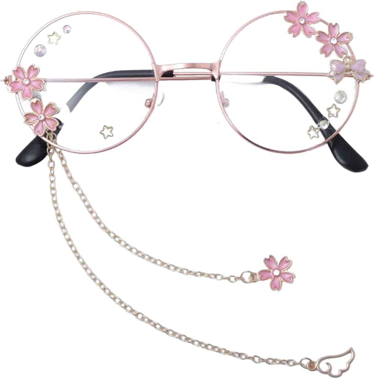 Kawaii Glasses With Chain Kawaii Accessories Glass Case Included Cute Glasses Cosplay Accessories Kawaii Sakura Accessories
