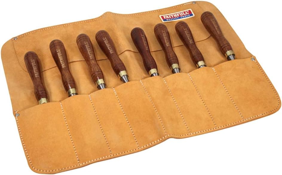 Faithfull Leather Chisel Roll - 8 Pocket